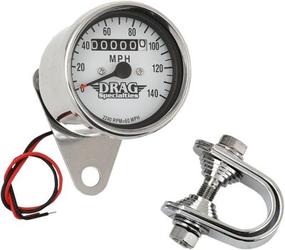 Hastighetsmätare Drag Specialties 2240 60 krom vit Softail 88-95