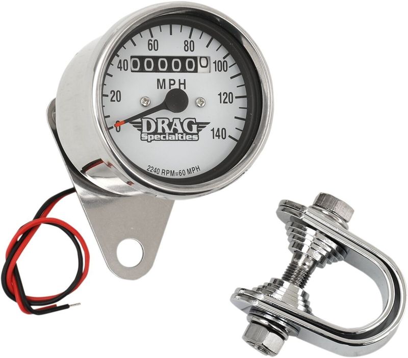 Hastighetsmätare Drag Specialties 2240 60 krom vit Softail 88-95