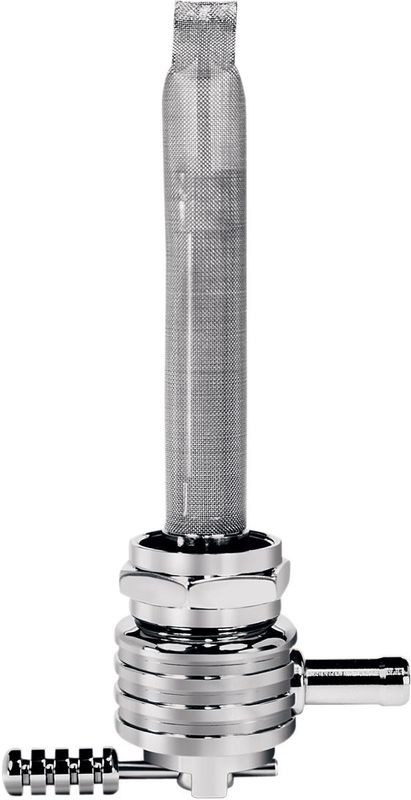 Bensinkran Pingel Power-Flo Finned rund vänster Big Twin, XL Sportster 75-06