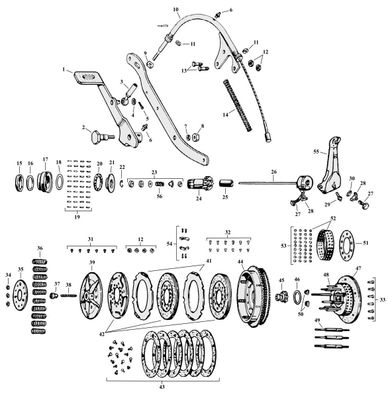 Sprängskiss koppling 45″ sidventil och Servi-Car 41–73, position 21