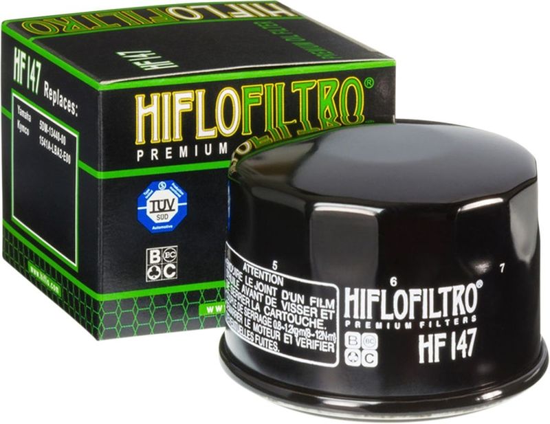 Oljefilter HiFlofiltro HF147 svart Yamaha 98-20, Kymco 05-16