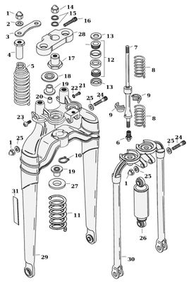Sprängskiss Springer-gaffel FXSTS/FLSTS 88–09, position 28