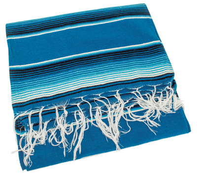 Texas Leather Mexican blanket Serape Blue tones