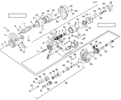 Sprängskiss startmotor och jackshaft Big Twin 89–17, position 48
