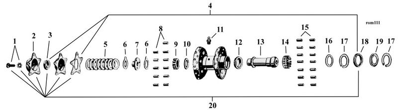 Sprängskiss stjärnnav Big Twin 36–66, position 8