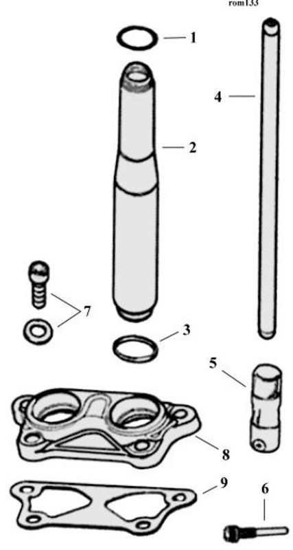 Sprängskiss stötstänger och lyftare XL Sportster 04–22, position 1