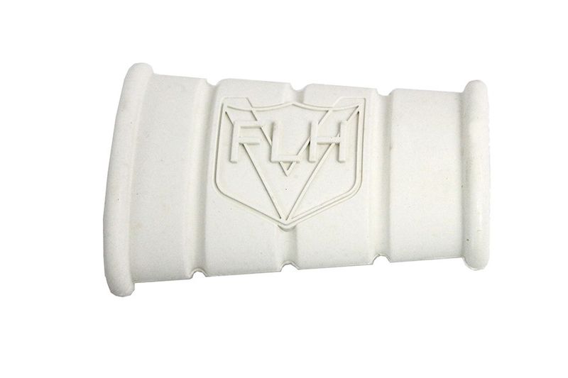 Pedalgummi kickstart V-Twin FLH-logo vit