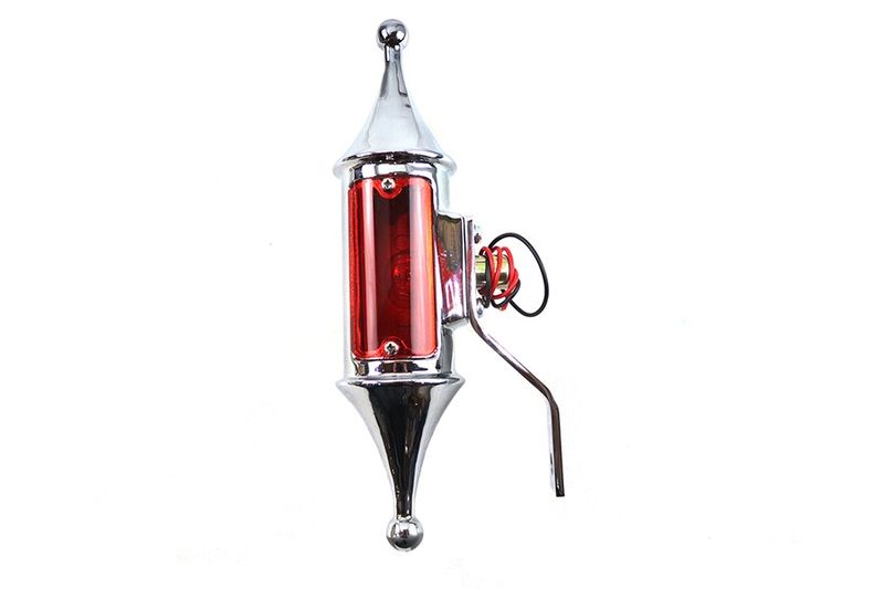 Baklykta V-Twin Finch Pawn krom rött glas