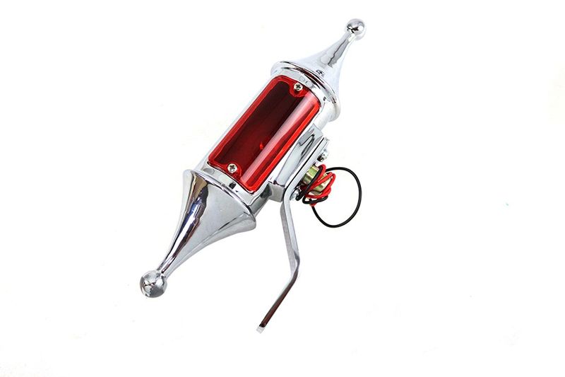 Baklykta V-Twin Finch Pawn krom rött glas