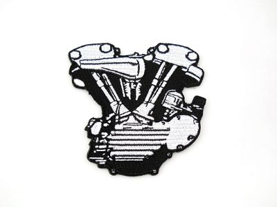 Tygmärke V-Twin Knucklehead Engine svart/vit