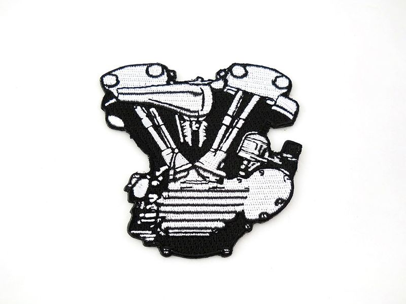 Tygmärke V-Twin Knucklehead Engine svart/vit