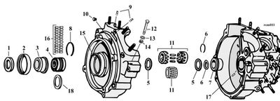 Sprängskiss vevhus Big Twin 36–99, position 18