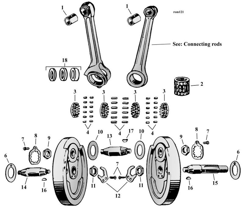 Sprängskiss vevparti 45″ Flathead 29–73, position 6