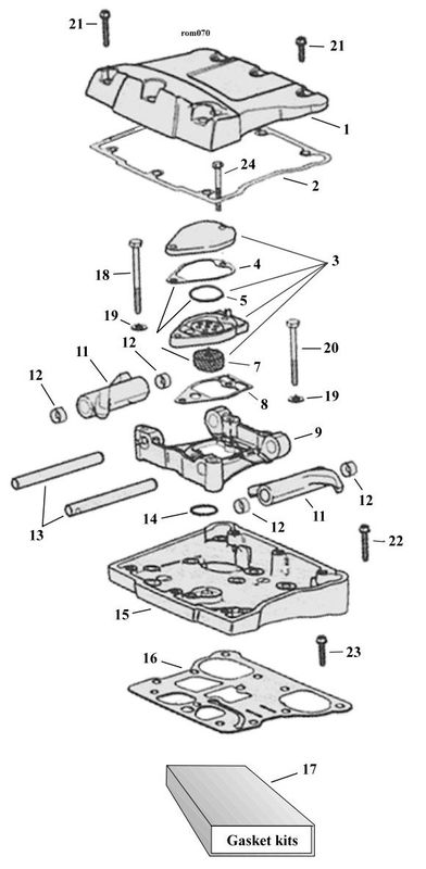 Sprängskiss vipparmskåpor Twin Cam 99–17, position 14
