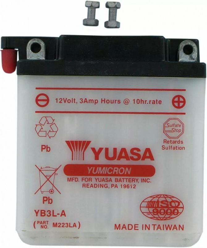Batteri Yuasa Yumicron YB3L-A 12 V konventionellt 96,52 x 57 x 109,22 mm