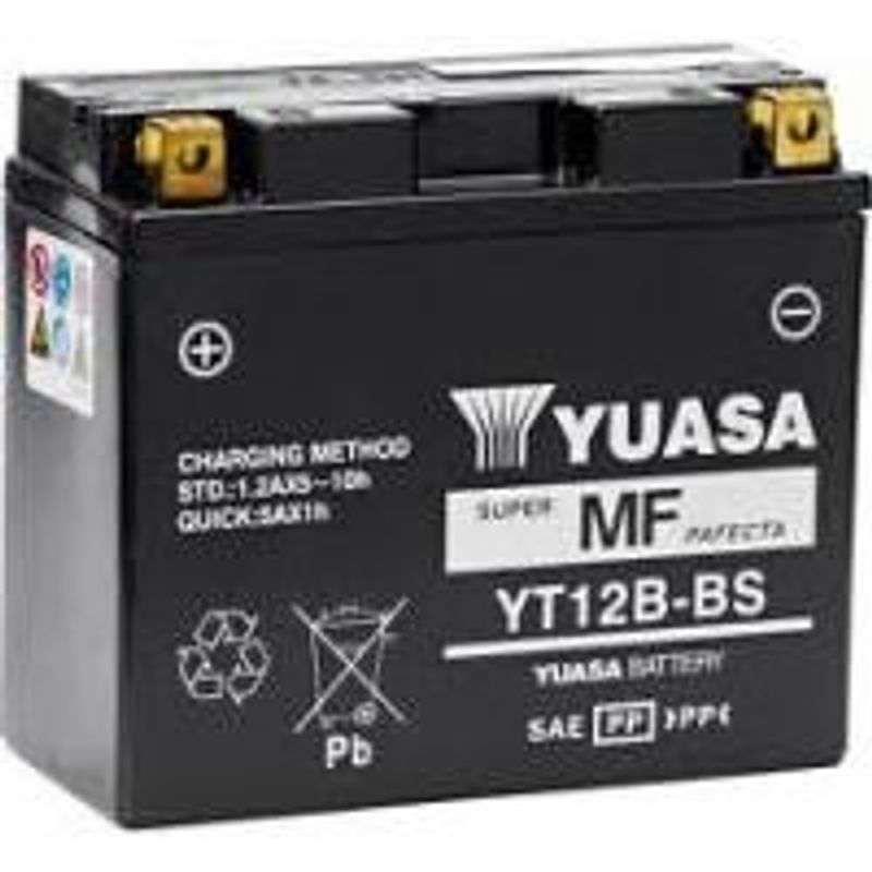 Batteri Yuasa YT12B-BS 12 V underhållsfritt 150 x 69 x 130 mm svart