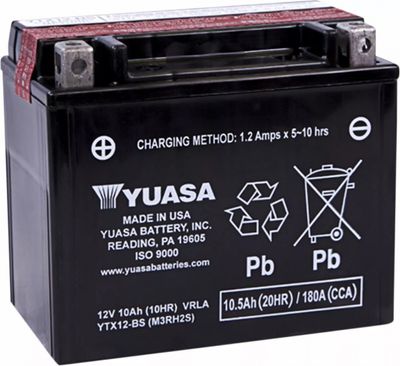 Batteri Yuasa YTX12-BS 12 V underhållsfritt 150 x 86 x 129,54 mm svart