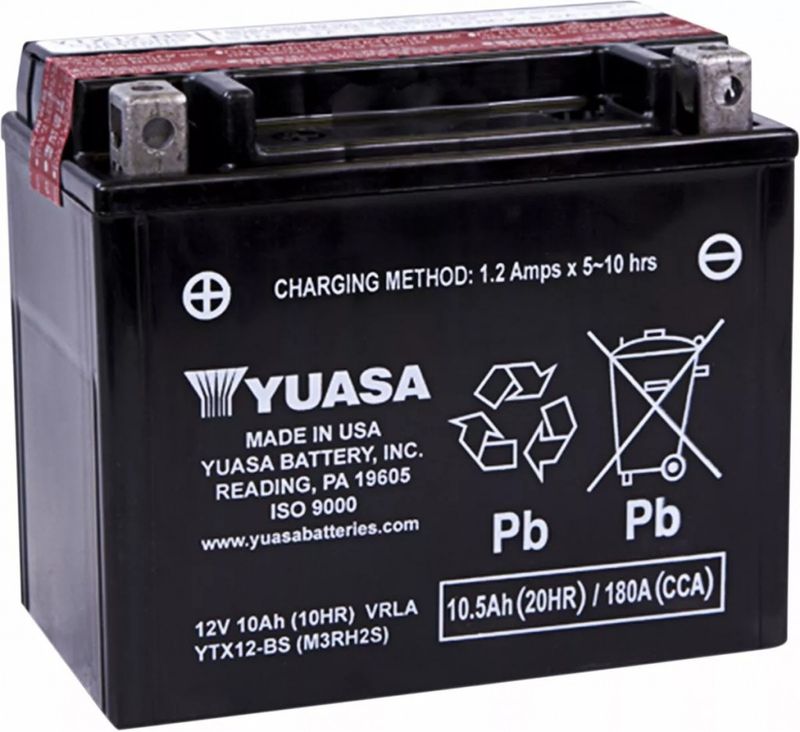 Batteri Yuasa YTX12-BS 12 V underhållsfritt 150 x 86 x 129,54 mm svart