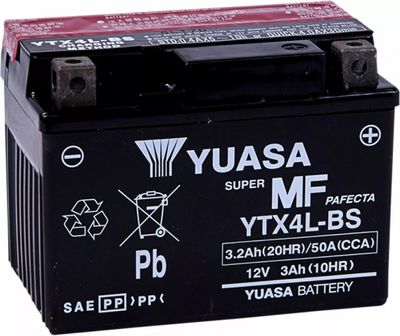 Batteri Yuasa YTX4L-BS 12 V underhållsfritt 114 x 71,12 x 83,82 mm svart