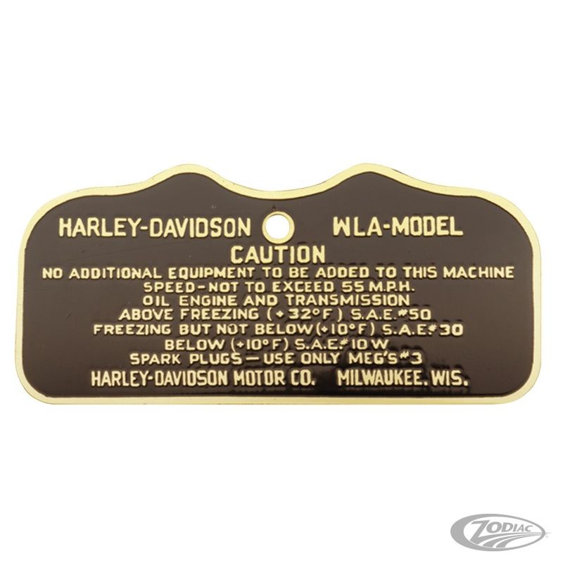 Brass cautionplate 41, early 42 WLA