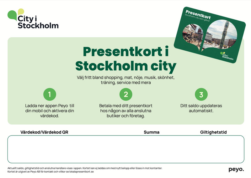 Presentkort city i Stockholm