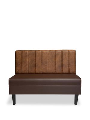 Bilbao Soffa sits klädd i brunt konstläder/ribbad rygg i vintagetyg (120cm)