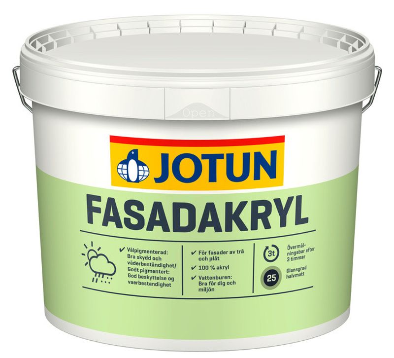 Fasadfärg Jotun Fasadakryl Eggvit 10 lit