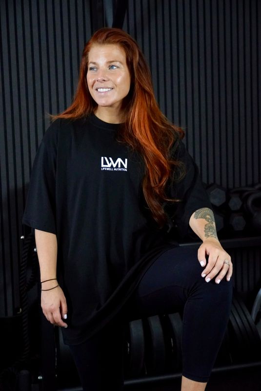 BLACK OVERSIZE T-SHIRT WHITE PRINT