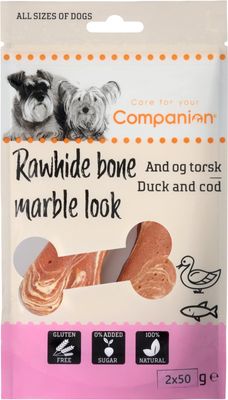 Companion meat wrapped rawhide bone - anka och torsk 100g x12