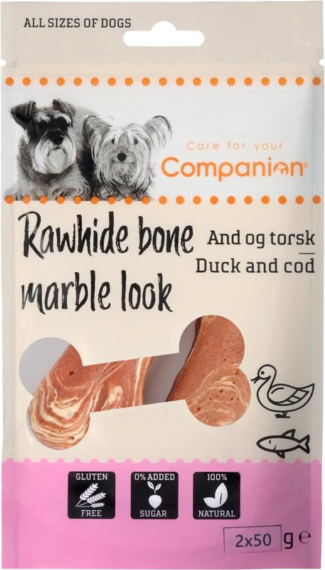 Companion meat wrapped rawhide bone - anka och torsk 100g x12