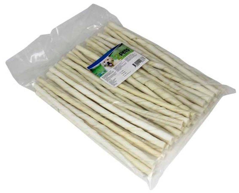 2pets Tuggpinne vriden vit, 24 cm/ 7-8 mm, 50-pack x5