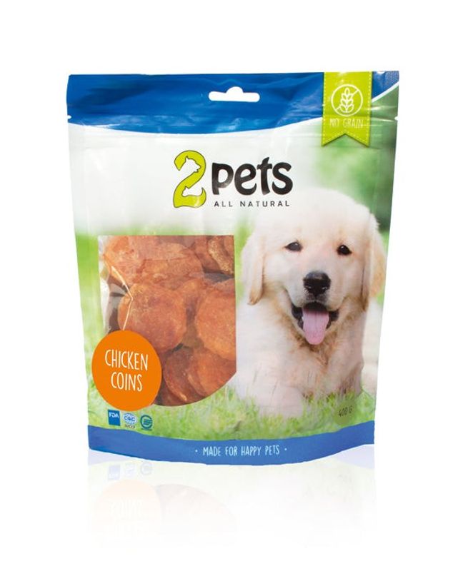 2pets Dogsnack Chicken Coins, 400 g x5