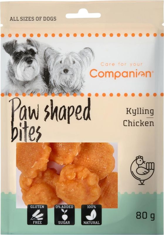 Companion Paw Shape Bites - kyckling 80g x12