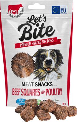 Lets Bite Meat Snacks. Nötköttstärningar med fågel 80g x12