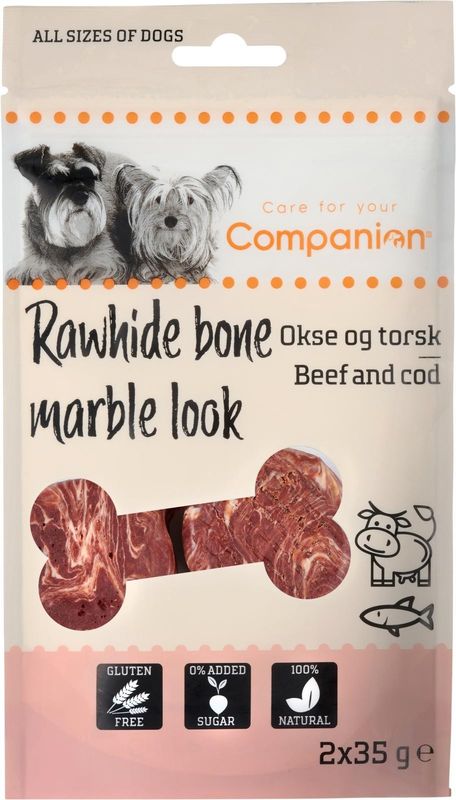 Companion meat wrapped rawhide bone - nötkött och torsk 100g x12