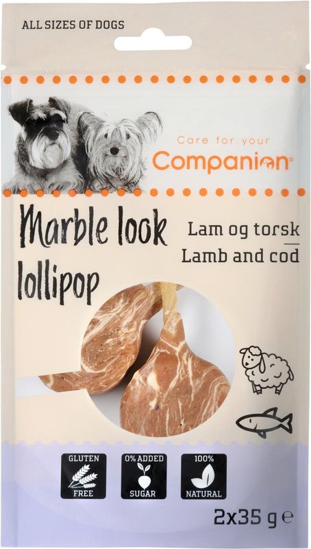 Companion marble look lollipop - lamm & torsk 70g x 12