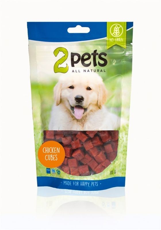 2pets Dogsnack Chicken Cubes, 100 g x6