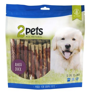 2pets Tuggpinne mald, anka, 12cm, 30-pack, 400g x10