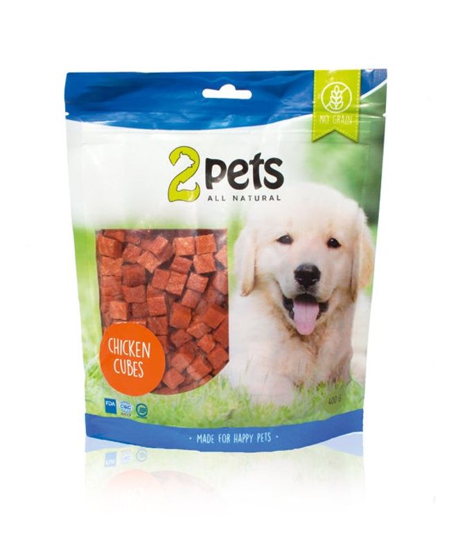 2pets Dogsnack Chicken Cubes, 400 g x5