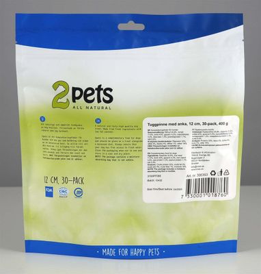 2pets Tuggpinne mald, anka, 12cm, 30-pack, 400g x10