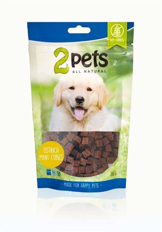 2pets Dogsnack Ostrich/Struts MiniCubes, 100 x6