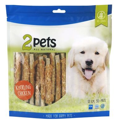 2pets Tuggpinne mald, kyckling, 12cm, 30-pack, 400g x10