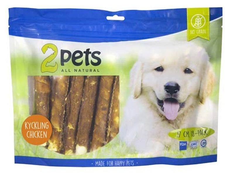 2pets Tuggrulle m kycklingfilé 17cm 18-pack XL, 840g x6