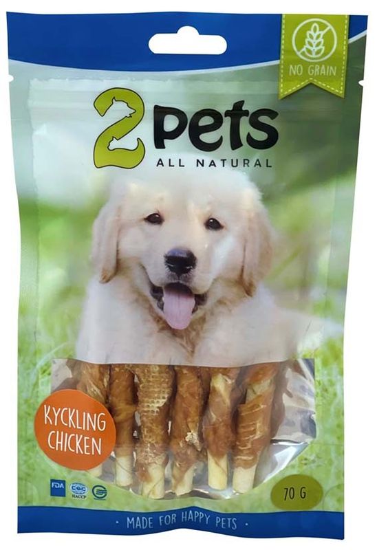 2pets Tuggpinne m kycklingfilé 12cm 6-pack, 70g x10