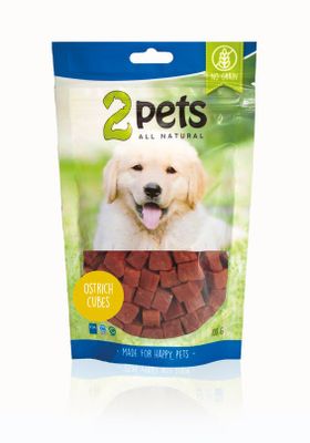 2pets Dogsnack Ostrich/Struts Cubes, 100 g x6