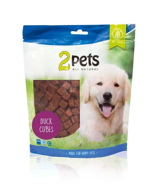 2pets Dogsnack Duck Cubes, 400 g x5