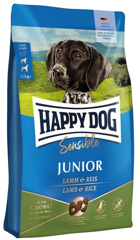 HappyDog Sens. Junior Lamb & Rice 4 kg