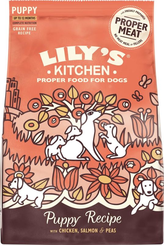 Lilys K. Puppy kyckling och lax - Tørfoder med kylling og laks til hvalpe af alle racer.&nbsp;Masser af sundhedsfremmende ingredienser som lakseolie, der hjælper med at pleje hud og pels, glucosamin og chondroitin, som hjælper med at fremme sunde, voksende led, præbiotika, der understøtter en god fordøjelse, samt vitaminer og mineraler for at få mest muligt ud af næringsstofferne.