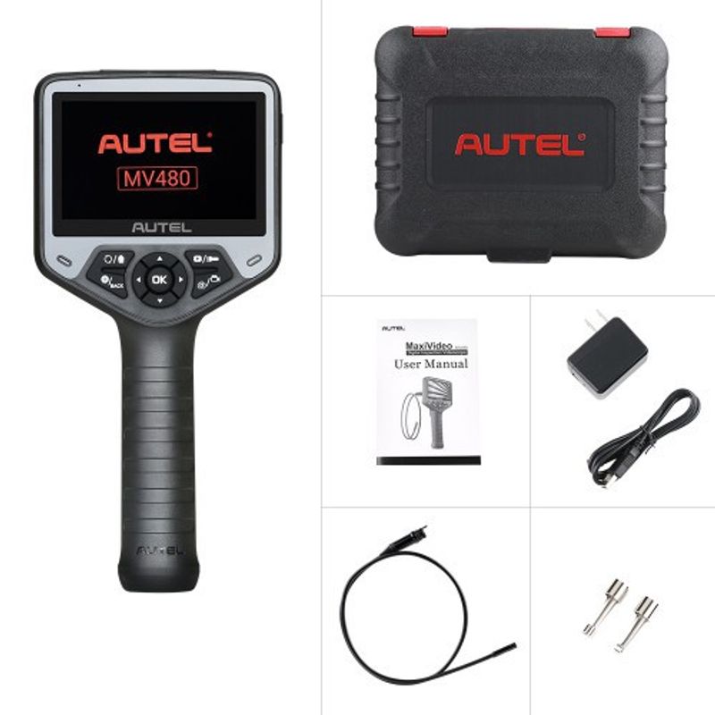 Autel MaxiVideo MV480 Inspektionskamera – HD Videoskop med Dubbelkamera, 1080P, 4,1" Skärm och 1 m Flexibel Kabel