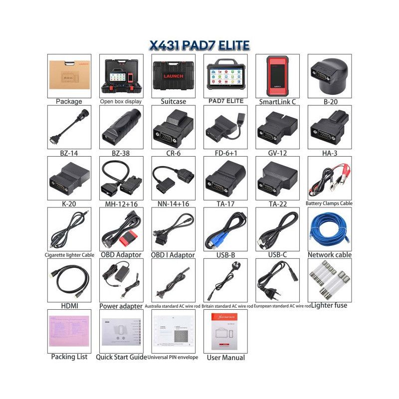 Launch X431 PAD VII Elite (PAD7) – Professionell tvåvägsdiagnos med J2534-programmering och topologikarta | 2 års licens
